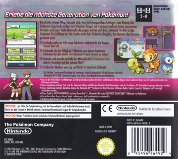 Pokemon - Pearl Version (Europe) (Rev 13) box cover back